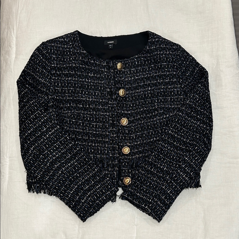Express Black and Blue Tweed Blazer